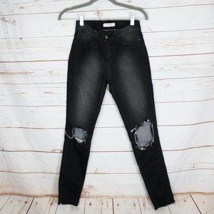 Vibrant M.I.U. Black Distressed Jeans Raw Hems 3